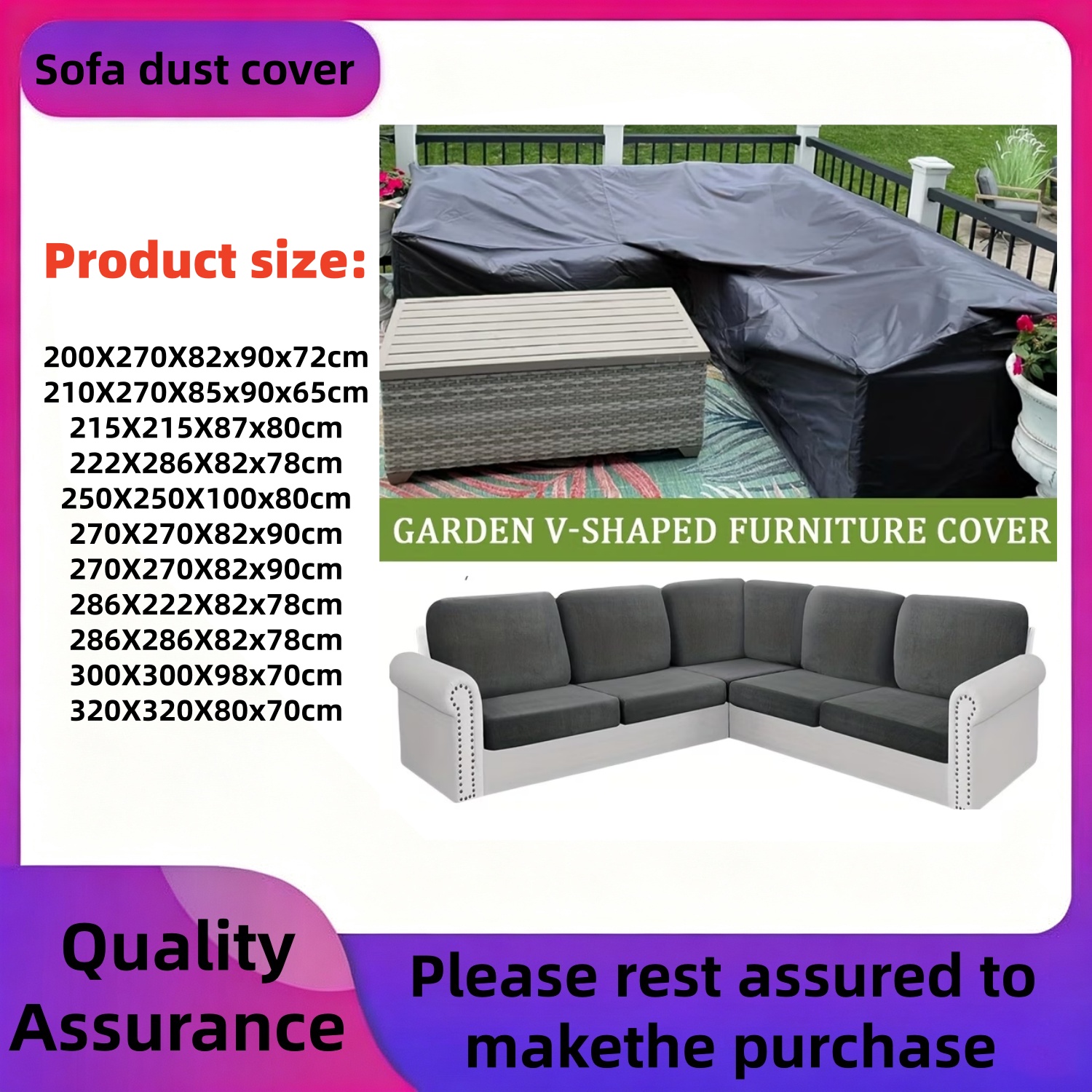 Outdoor Furniture With Storage - eavy-Duty Outdoor V-Shaped Furniture Cover -