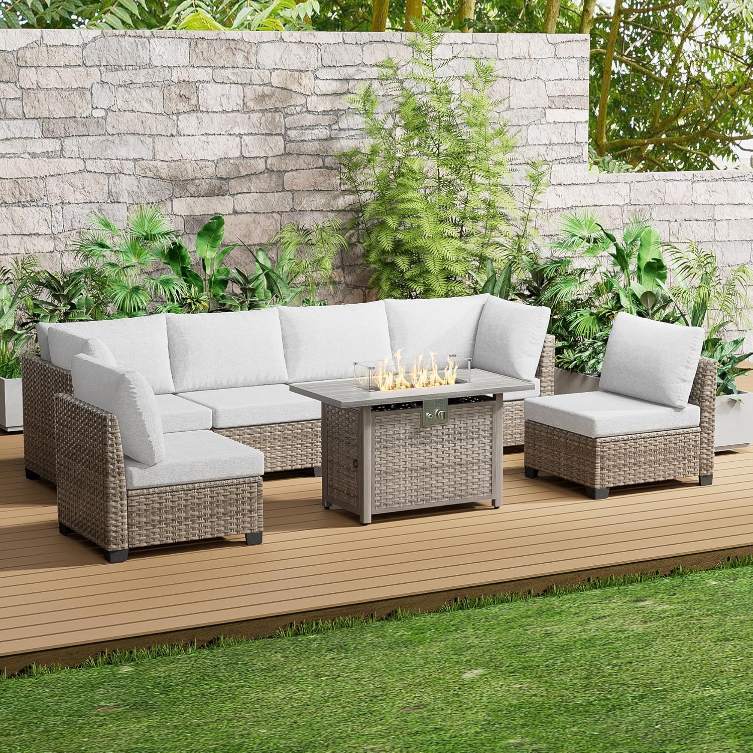Outdoor Furniture Balcony - 7 Piece Outdoor Sectional Sofa Set