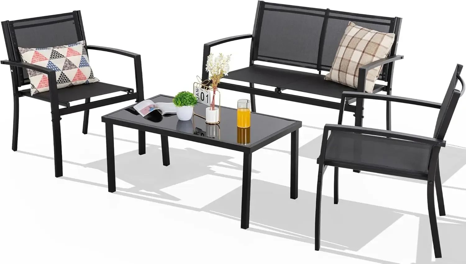 Outdoor Furniture Loveseat - 4 Pieces Patio Furniture Set All