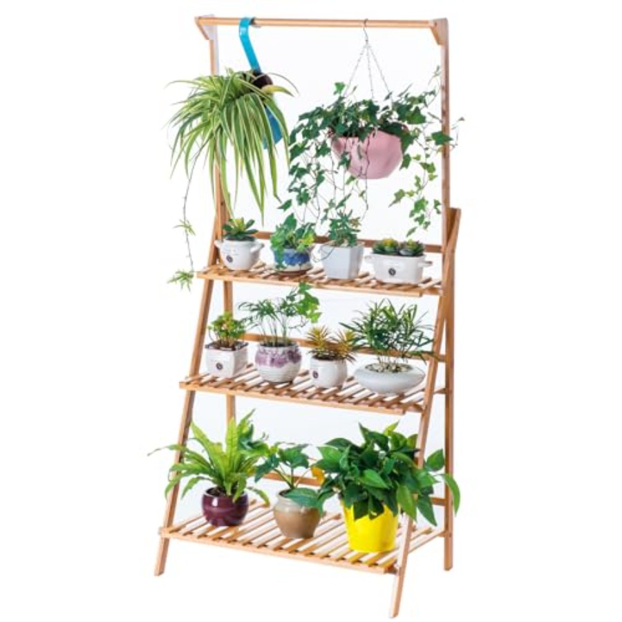 Outdoor Furniture Luxury - Bamboo 3-Tier Hanging Plant Stand Planter