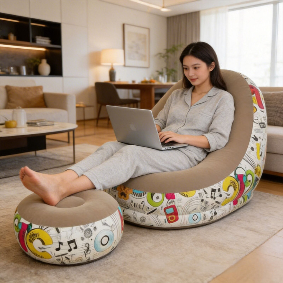 Outdoor Furniture Designer - Modern Eco-flocked PVC Inflatable Sofa Custom