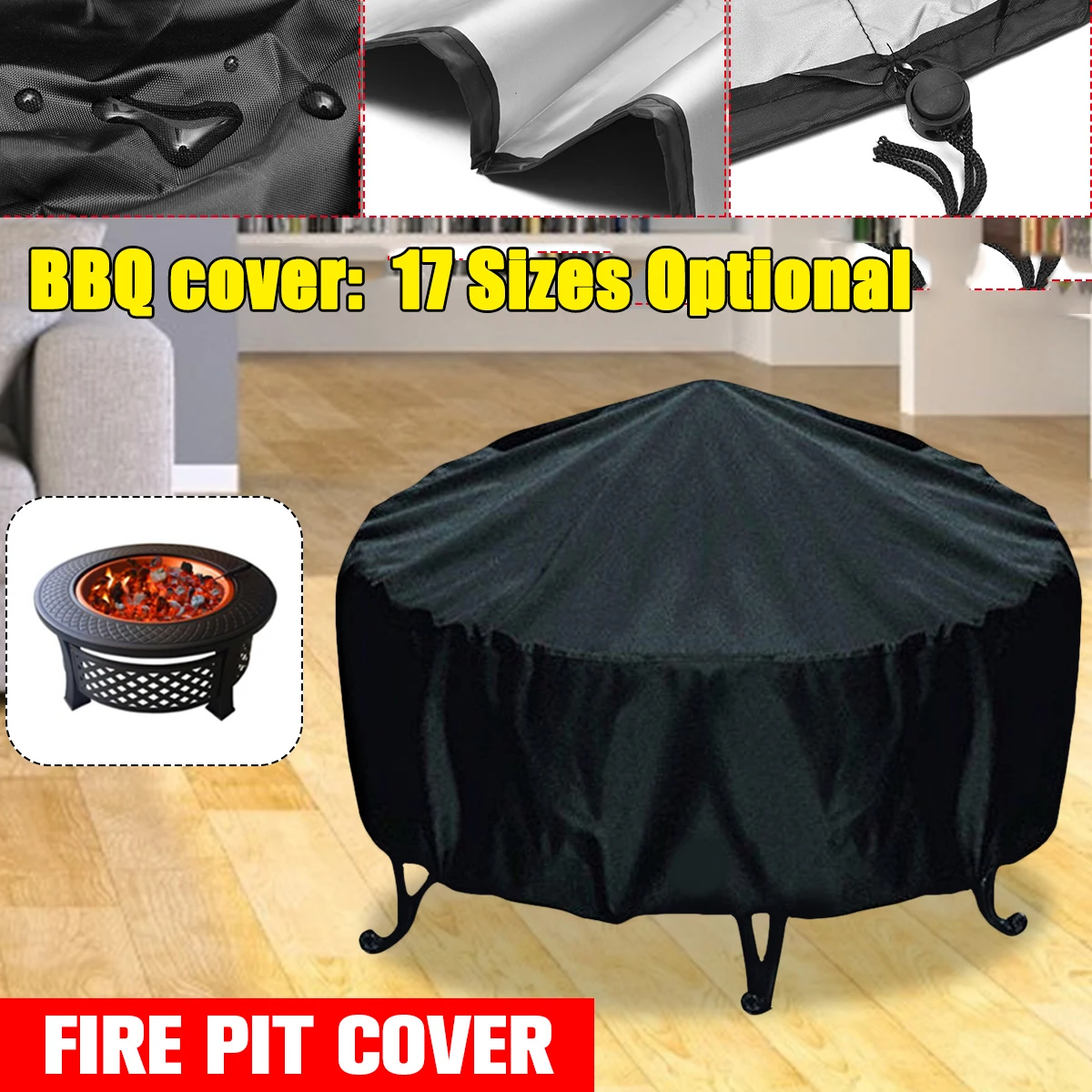 Outdoor Furniture Arhaus - Waterproof Patio Fire Pit Cover Black
