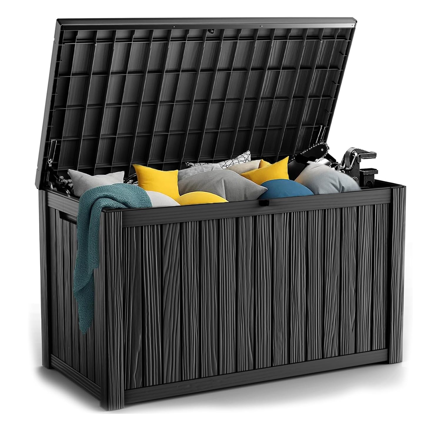 Outdoor Furniture With Storage - 180Gal Lockable Resin Deck Box Waterproof