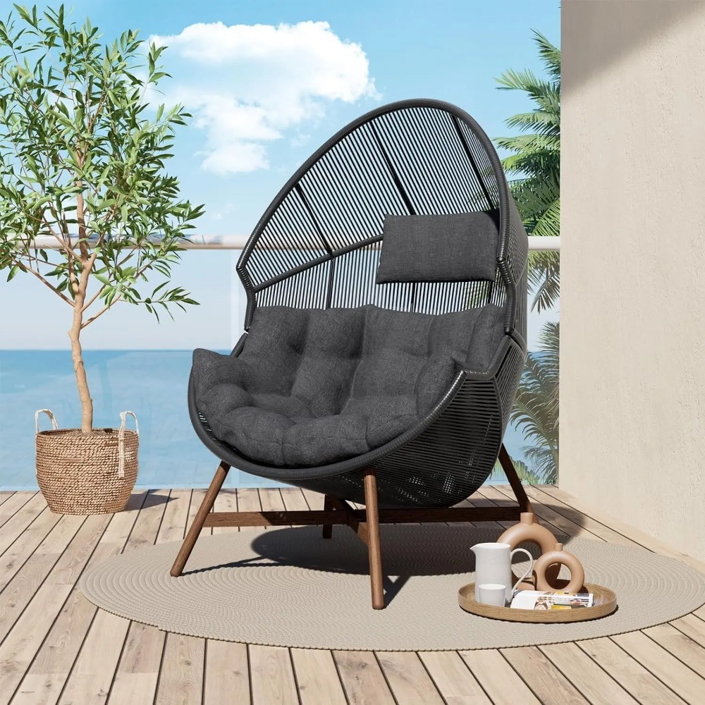 Outdoor Egg Chair PE Wicker Wo - Outdoor Furniture No Cushions reseña y precio