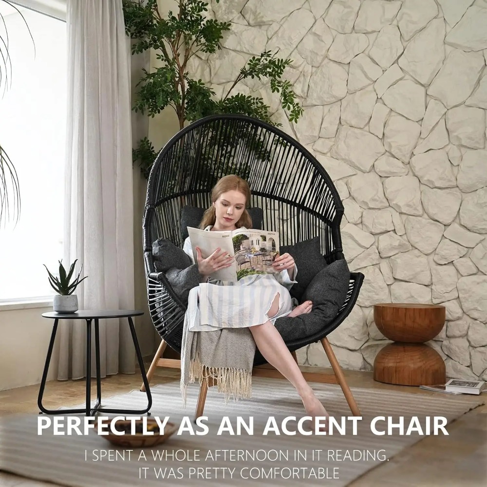 Outdoor Egg Chair PE Wicker Wo - Outdoor Furniture No Cushions reseña y precio