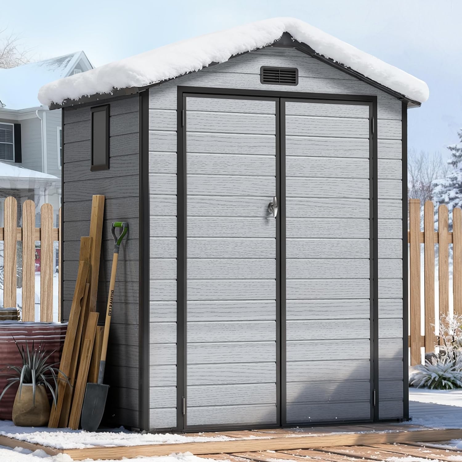 6X4 FT Outdoor Shed, Plastic S - Outdoor Furniture With Storage reseña y precio