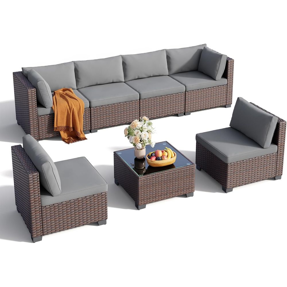 7-Piece Outdoor Patio Wicker S - Outdoor Furniture Balcony reseña y precio