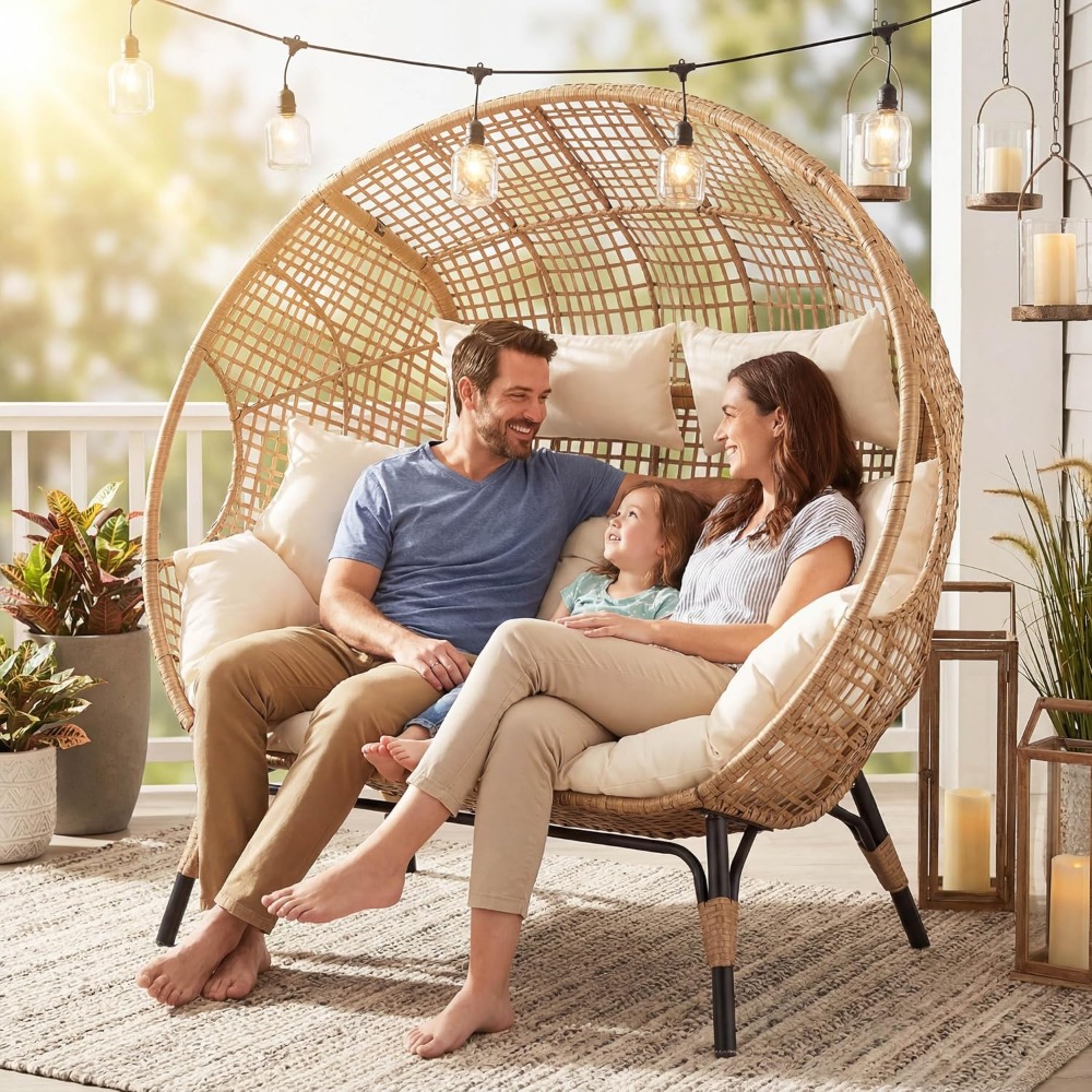 Double Egg Chair Indoor Outdoo - Outdoor Furniture No Cushions reseña y precio