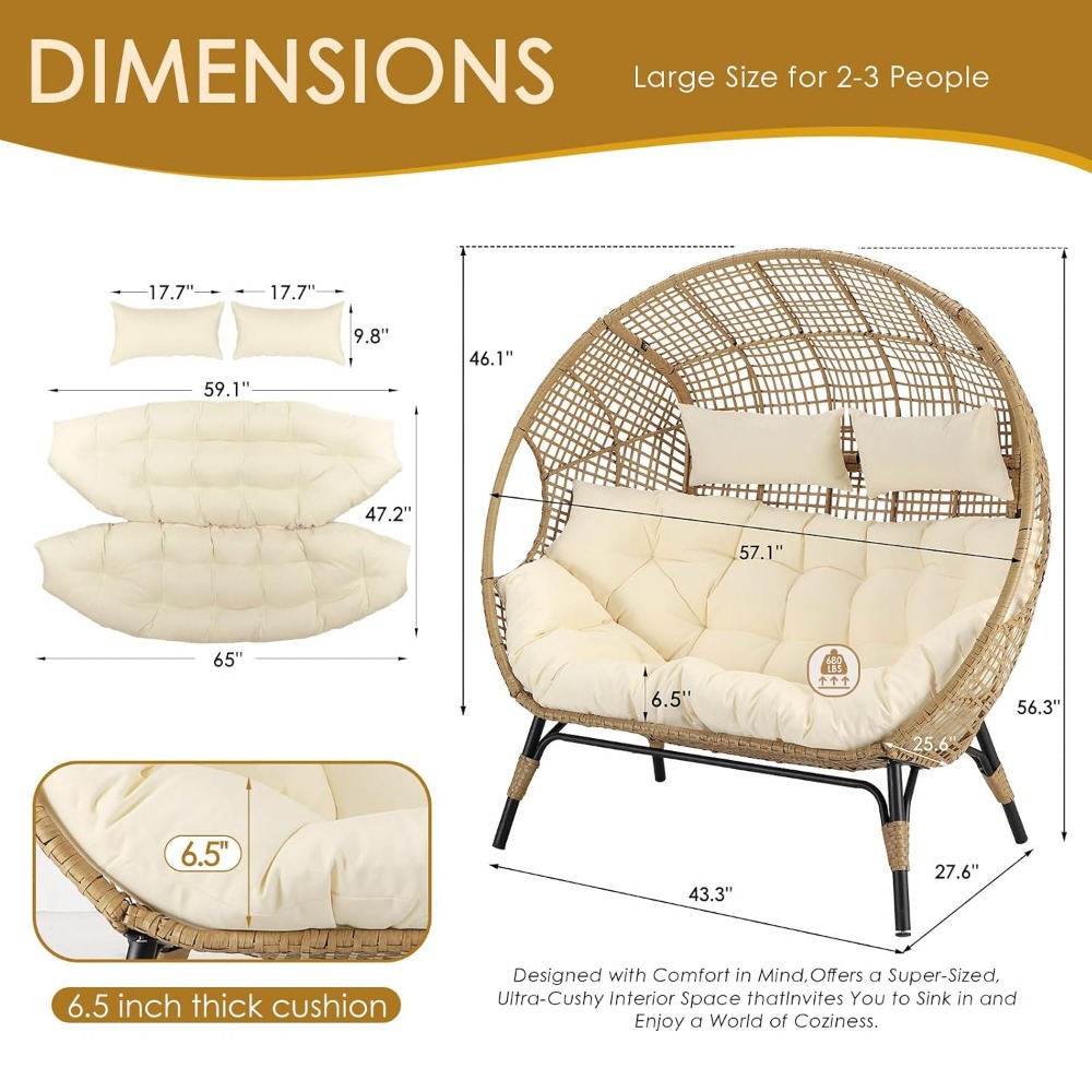 Double Egg Chair Indoor Outdoo - Outdoor Furniture No Cushions reseña y precio