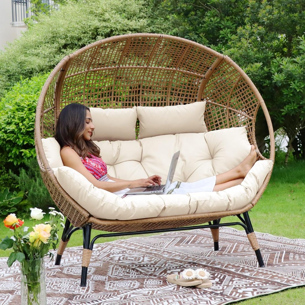 Double Egg Chair Indoor Outdoo - Outdoor Furniture No Cushions reseña y precio