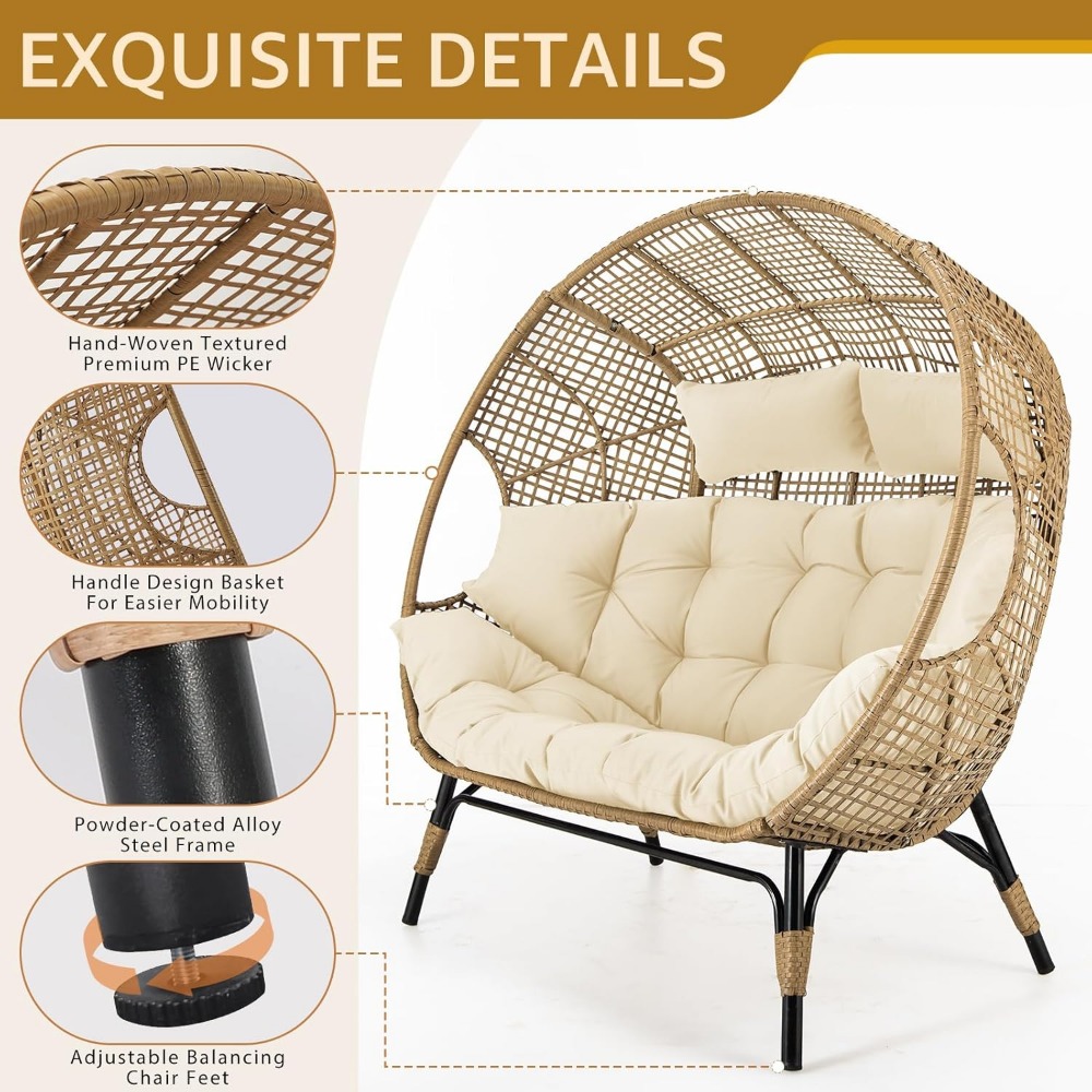 Double Egg Chair Indoor Outdoo - Outdoor Furniture No Cushions reseña y precio