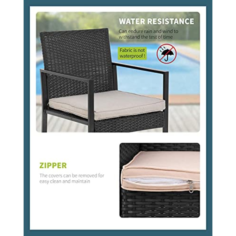 FDW 3 Pieces Outdoor Patio Fur - Outdoor Furniture Rattan reseña y precio