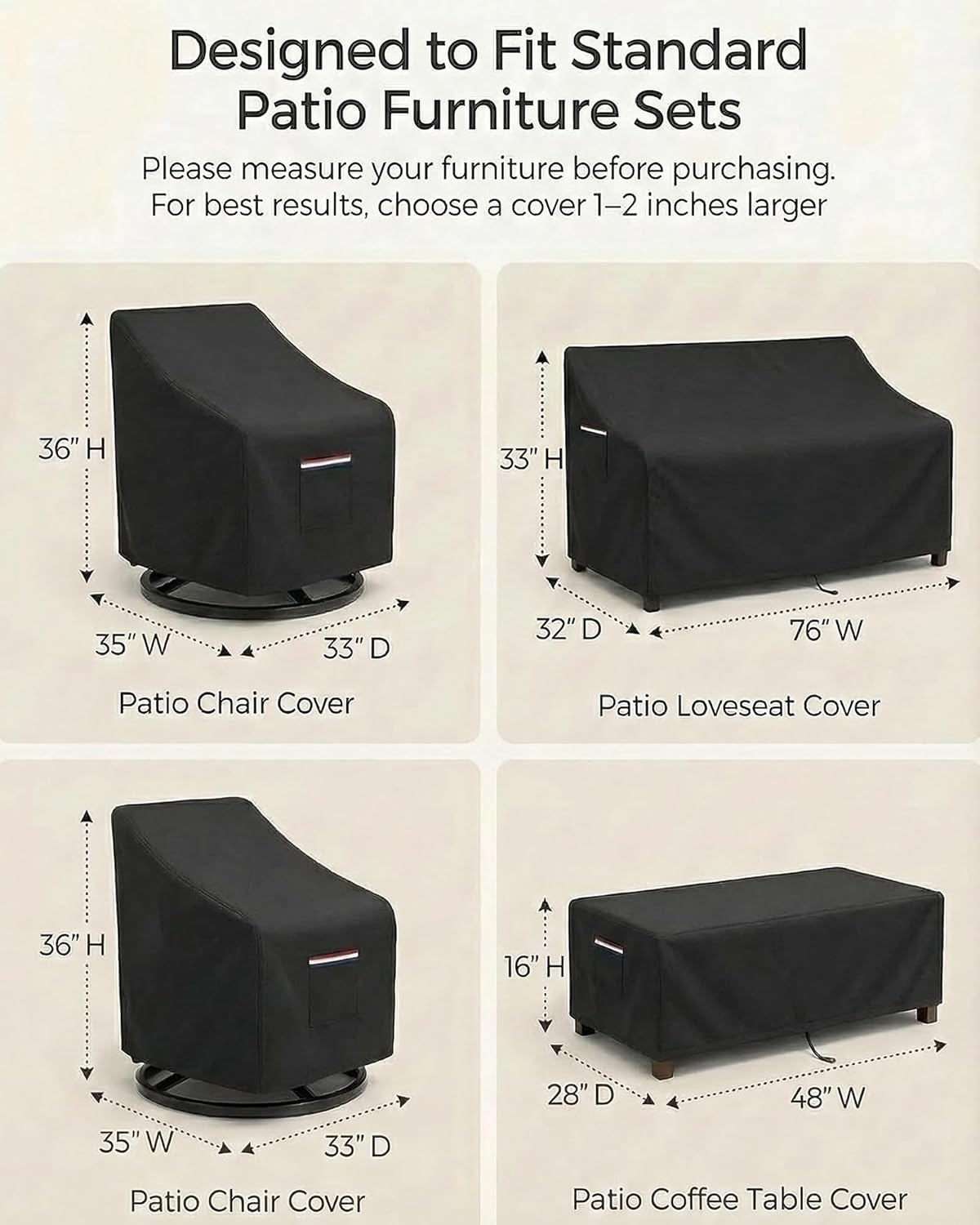 4-Piece Patio Furniture Cover  - Outdoor Furniture Heavy Duty reseña y precio