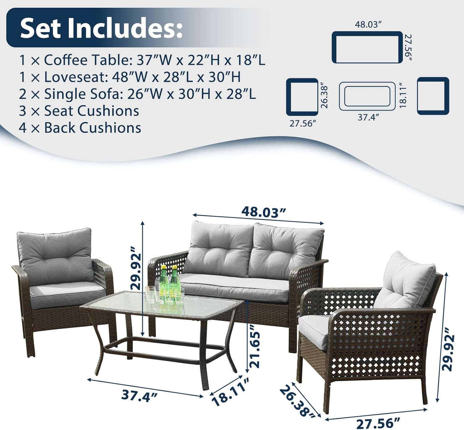Patio Furniture Set Outdoor Fu - Outdoor Furniture Loveseat reseña y precio