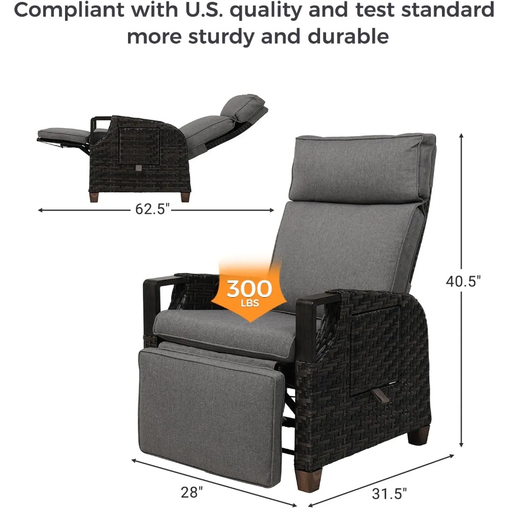 Outdoor Recliner with Independ - Outdoor Furniture No Cushions reseña y precio