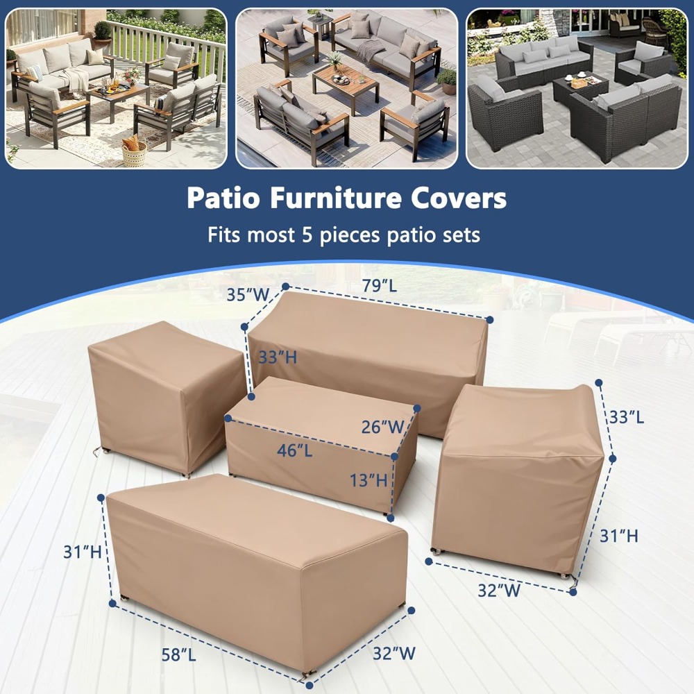 5 Piece Patio Furniture Cover  - Outdoor Furniture Heavy Duty reseña y precio