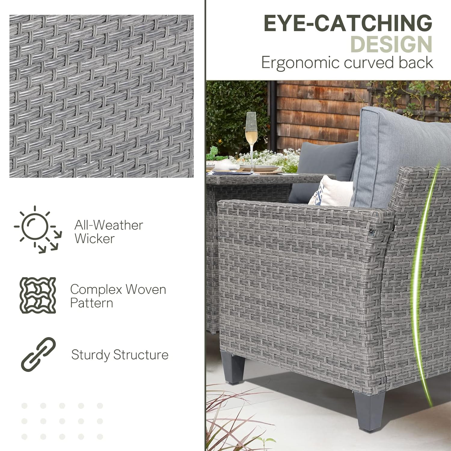6pcs Grey PE Rattan Outdoor Se - Outdoor Furniture Luxury reseña y precio