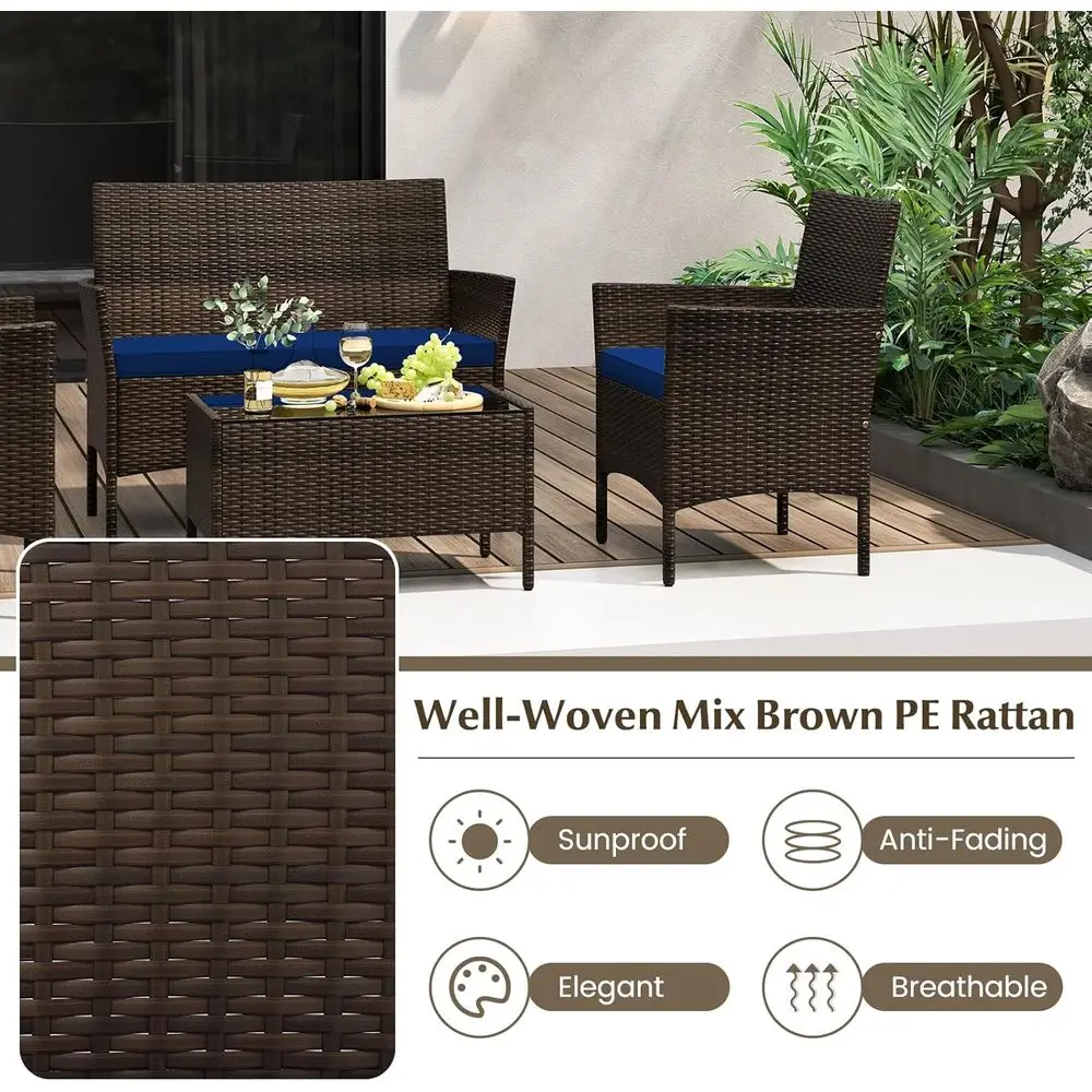 8-Piece Outdoor Rattan Patio F - Outdoor Furniture Loveseat reseña y precio