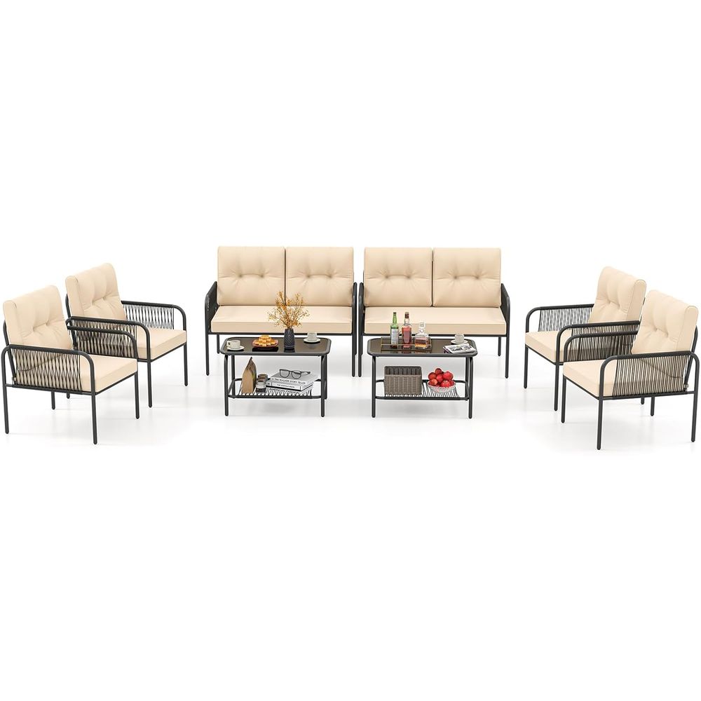 8-Piece Outdoor Patio Furnitur - Outdoor Furniture Loveseat reseña y precio