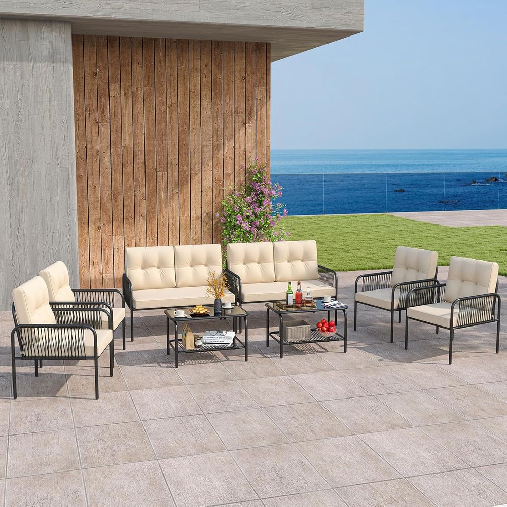 8-Piece Outdoor Patio Furnitur - Outdoor Furniture Loveseat reseña y precio