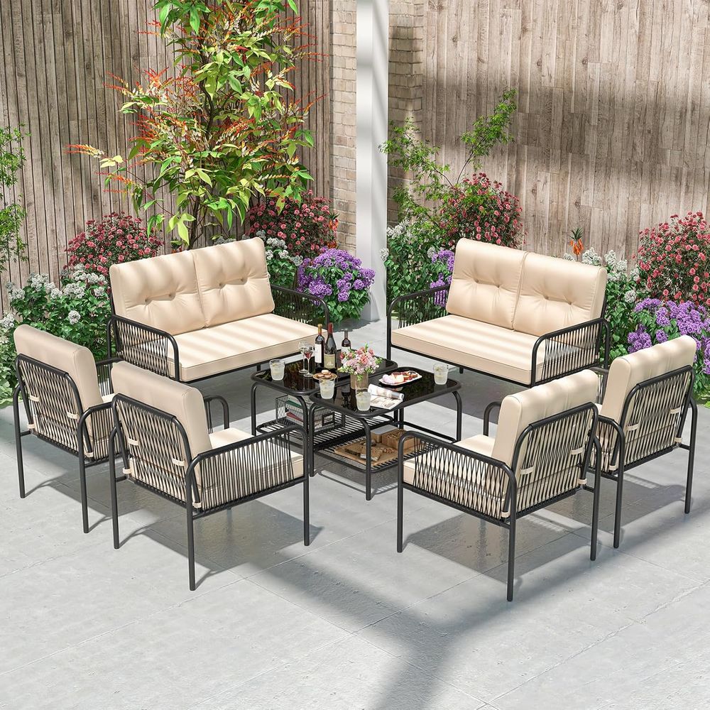 8-Piece Outdoor Patio Furnitur - Outdoor Furniture Loveseat reseña y precio