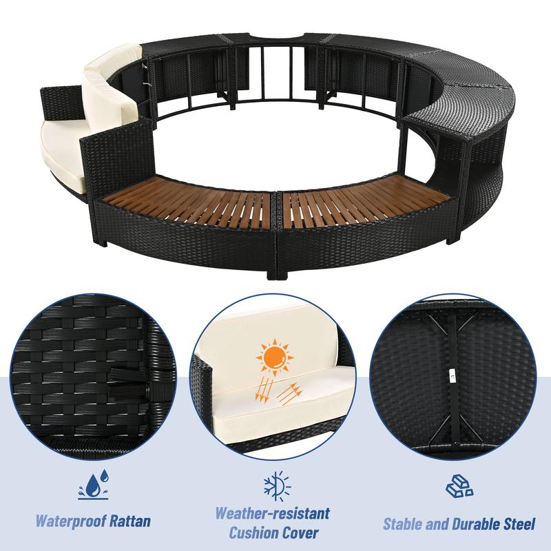 Rattan Sofa Set with Storage M - Outdoor Furniture No Cushions reseña y precio