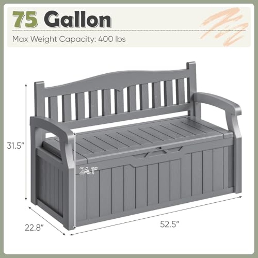 75 Gallon Outdoor Storage Benc - Outdoor Furniture With Storage reseña y precio