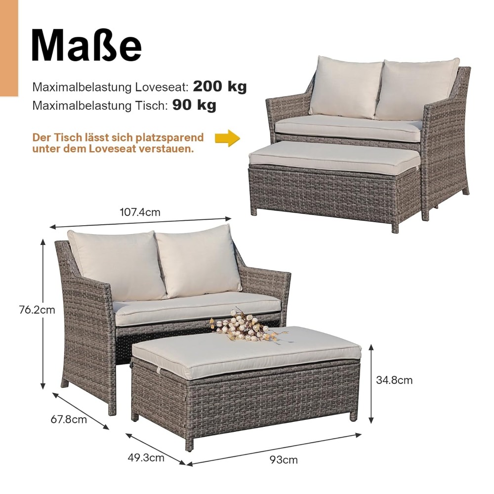 2-Piece Outdoor Patio Furnitur - Outdoor Furniture Loveseat reseña y precio