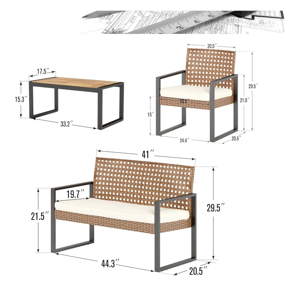 Patio Wicker Furniture Set for - Outdoor Furniture Loveseat reseña y precio