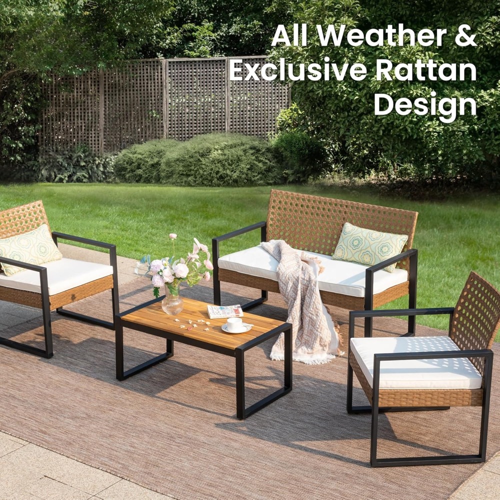 Patio Wicker Furniture Set for - Outdoor Furniture Loveseat reseña y precio