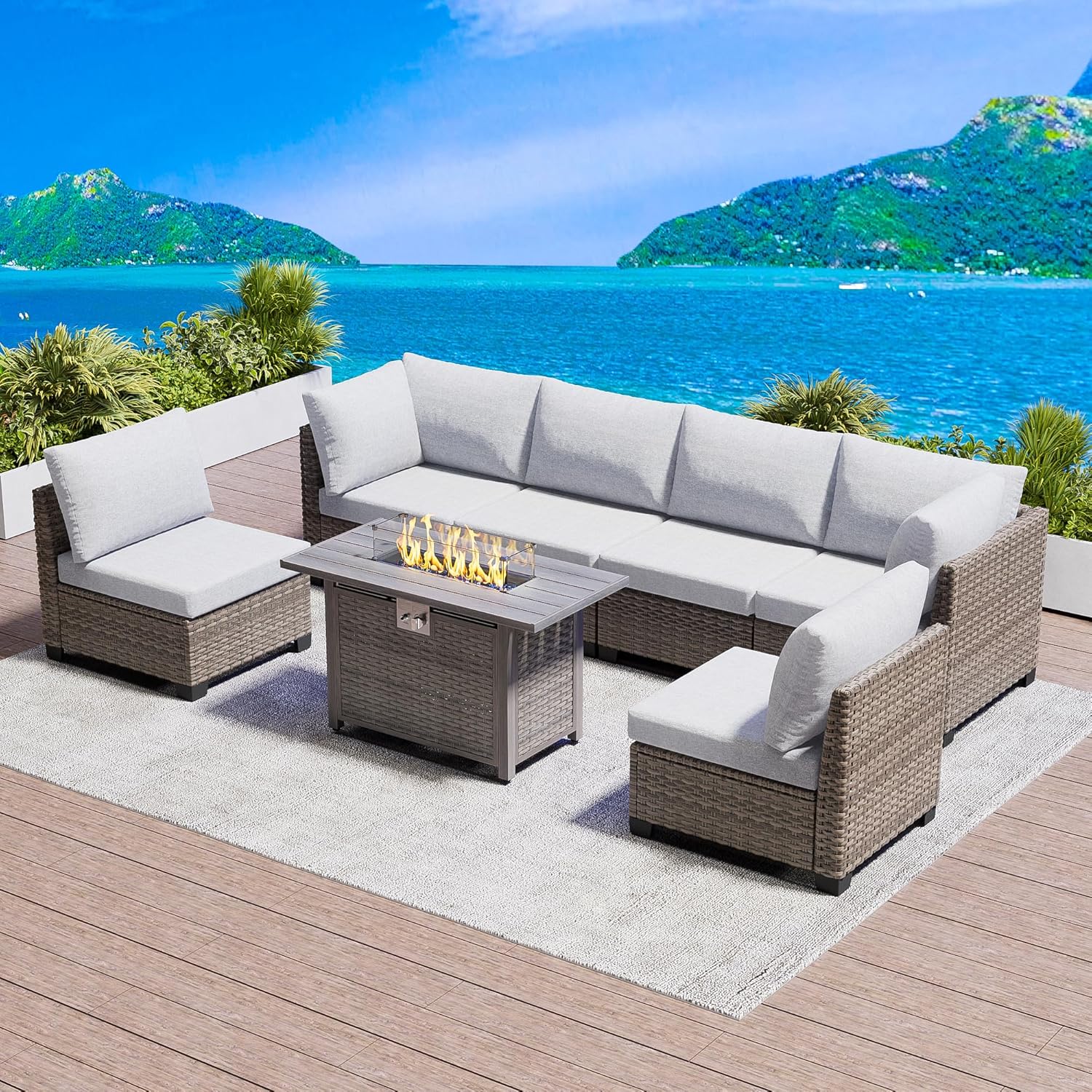 7 Piece Outdoor Sectional Sofa - Outdoor Furniture Balcony reseña y precio