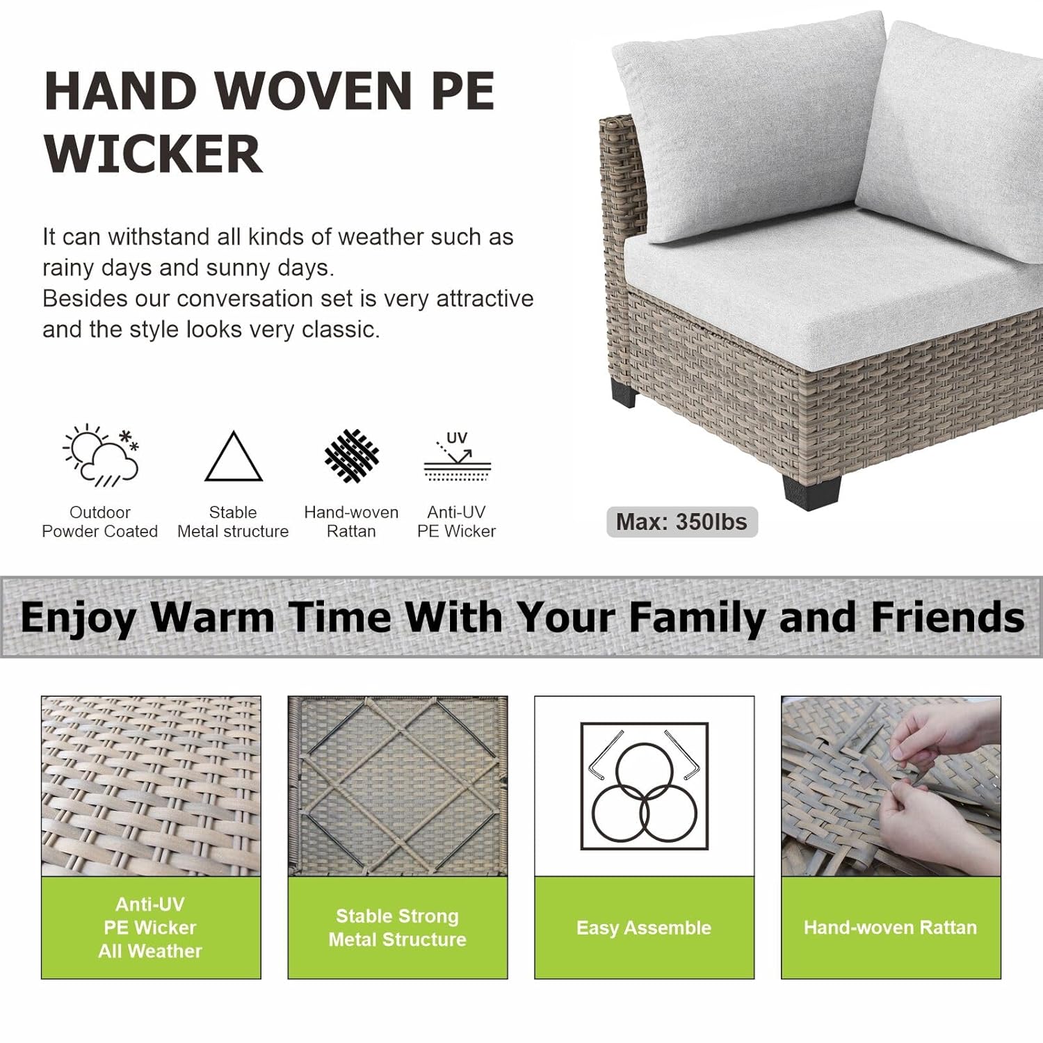 7 Piece Outdoor Sectional Sofa - Outdoor Furniture Balcony reseña y precio