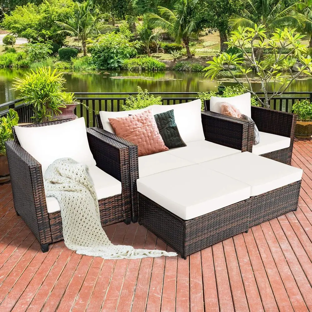 5-Piece Outdoor Wicker Patio F - Outdoor Furniture Loveseat reseña y precio