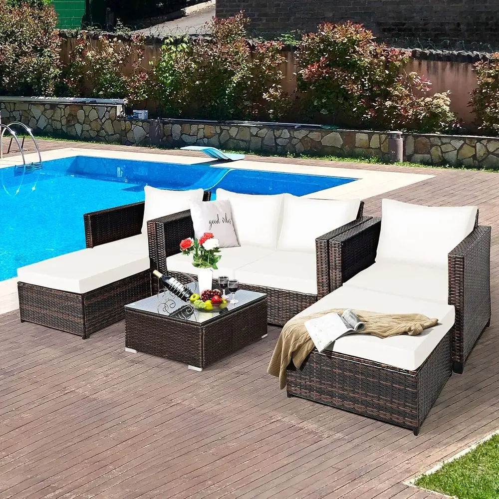 5-Piece Outdoor Wicker Patio F - Outdoor Furniture Loveseat reseña y precio