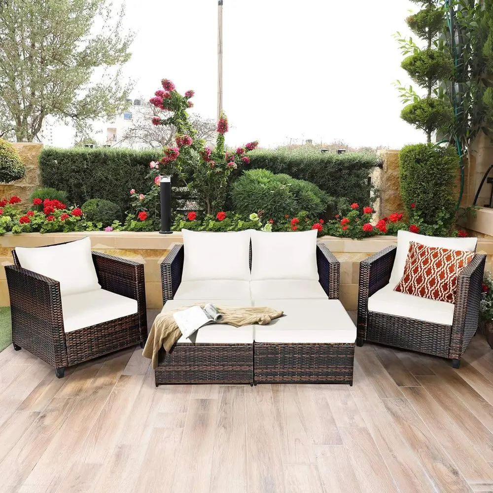 5-Piece Outdoor Wicker Patio F - Outdoor Furniture Loveseat reseña y precio