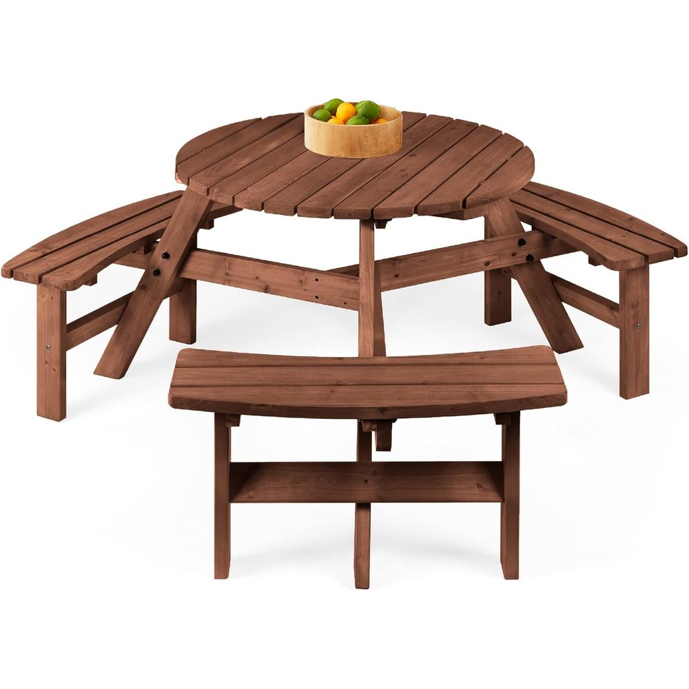 6-Person Circular Outdoor Wood - Outdoor Furniture Diy reseña y precio