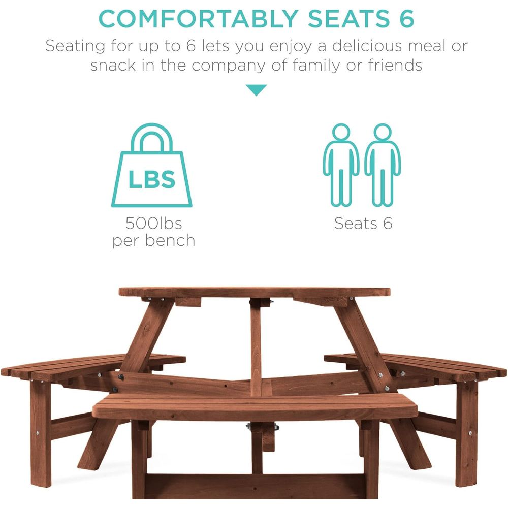6-Person Circular Outdoor Wood - Outdoor Furniture Diy reseña y precio