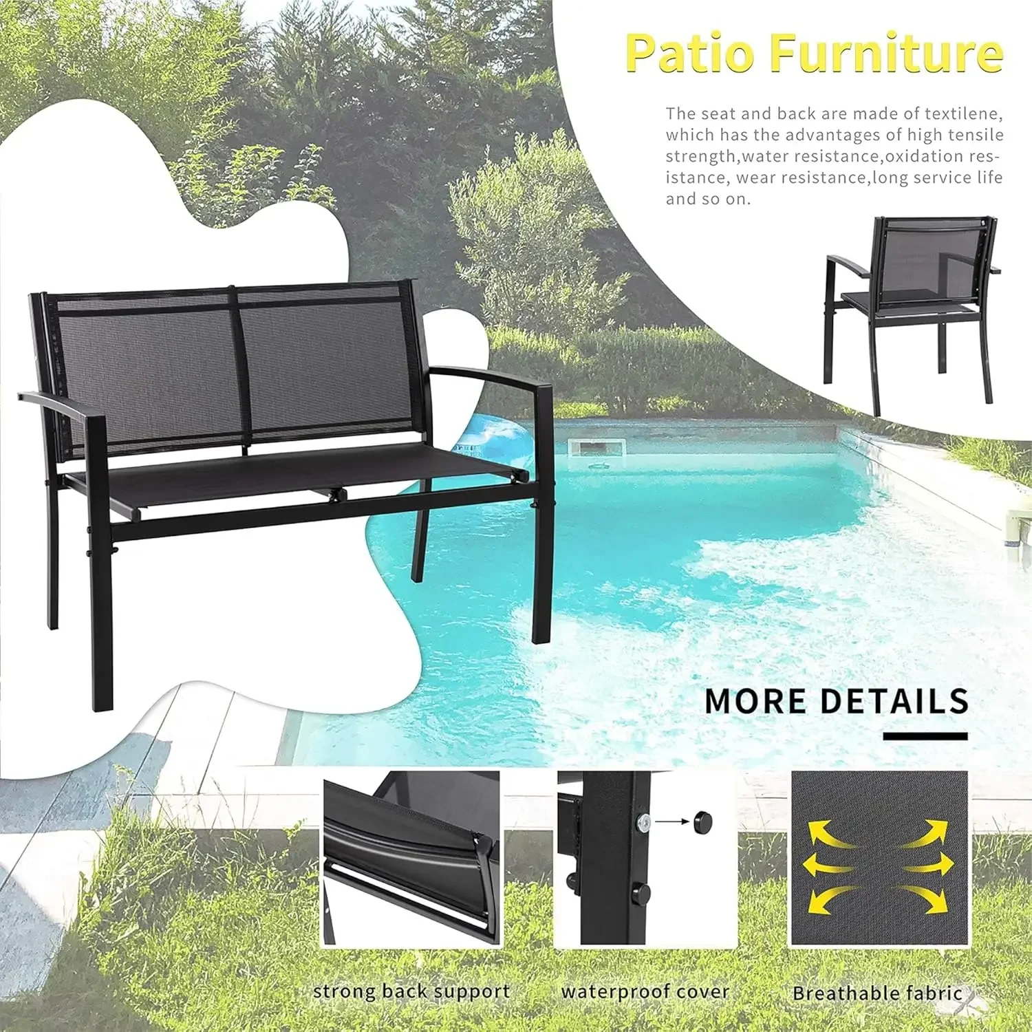 4 Pieces Patio Furniture Set A - Outdoor Furniture Loveseat reseña y precio