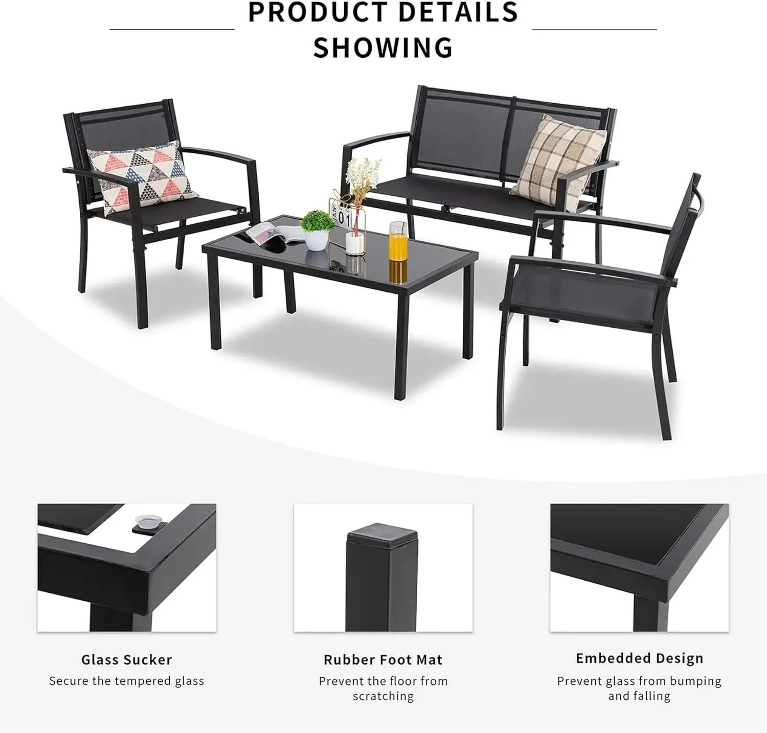 4 Pieces Patio Furniture Set A - Outdoor Furniture Loveseat reseña y precio