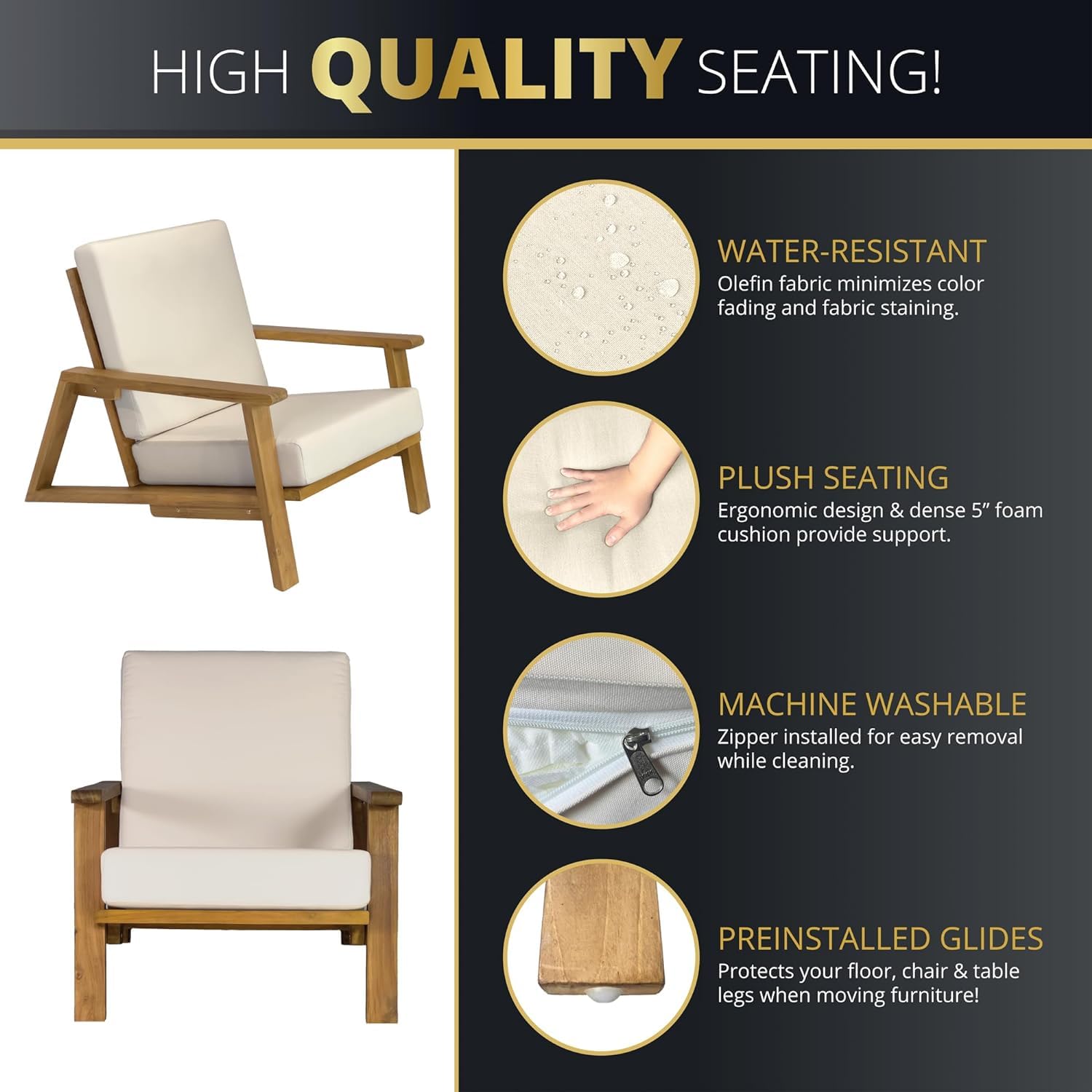4-Piece Deep Seating Teak Pati - Outdoor Furniture Loveseat reseña y precio