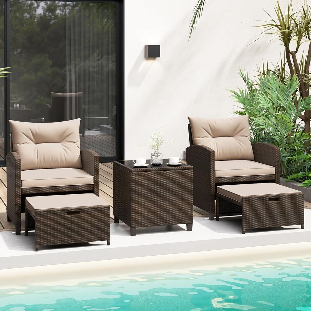 5-Piece Outdoor Patio Furnitur - Outdoor Furniture Rattan reseña y precio