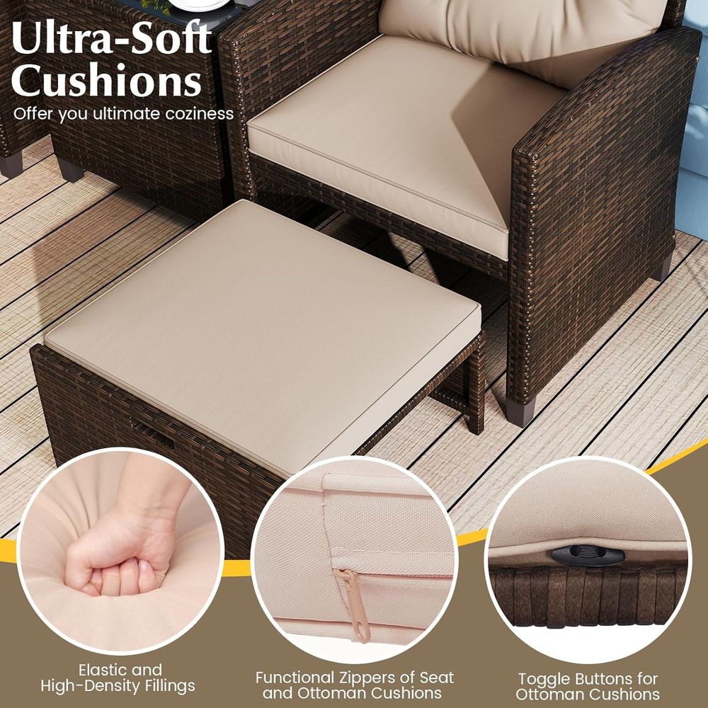 5-Piece Outdoor Patio Furnitur - Outdoor Furniture Rattan reseña y precio