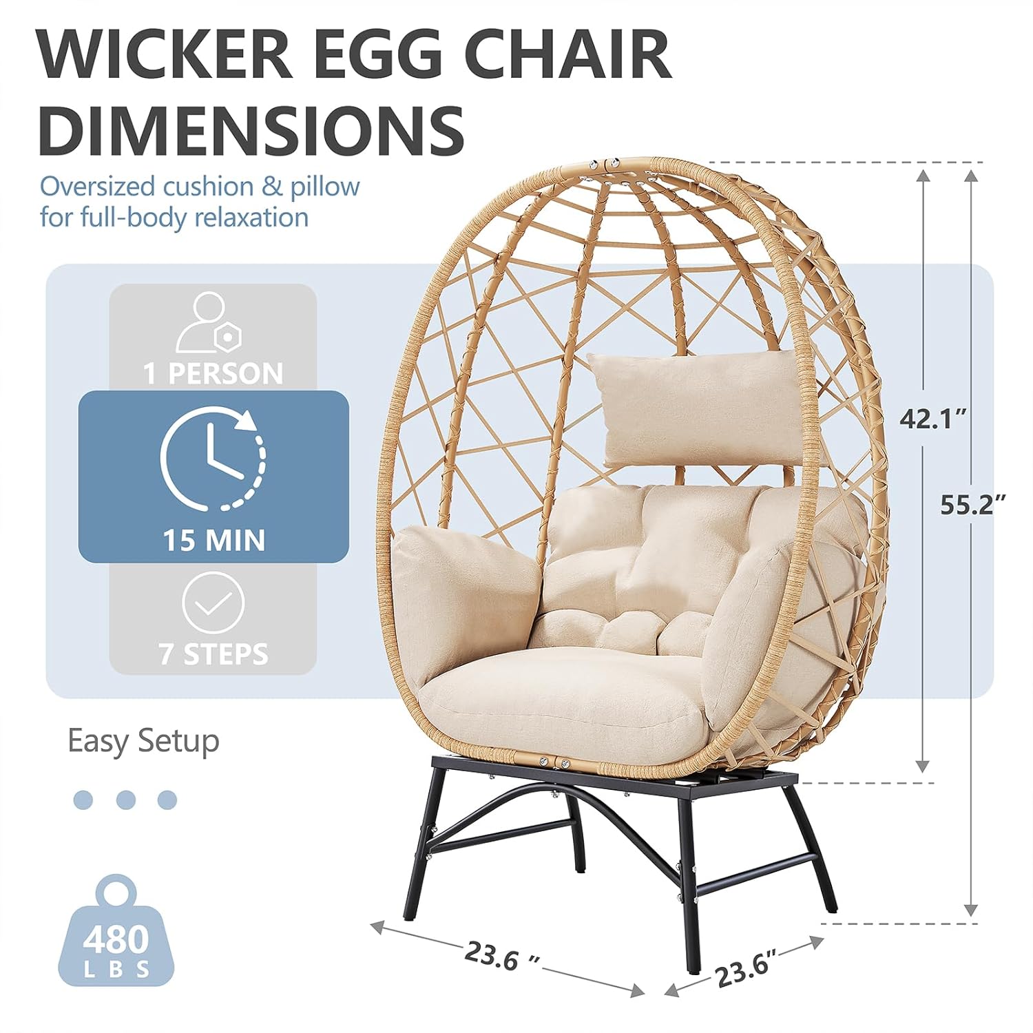 Wicker Egg Chair Outdoor, Over - Outdoor Furniture No Cushions reseña y precio