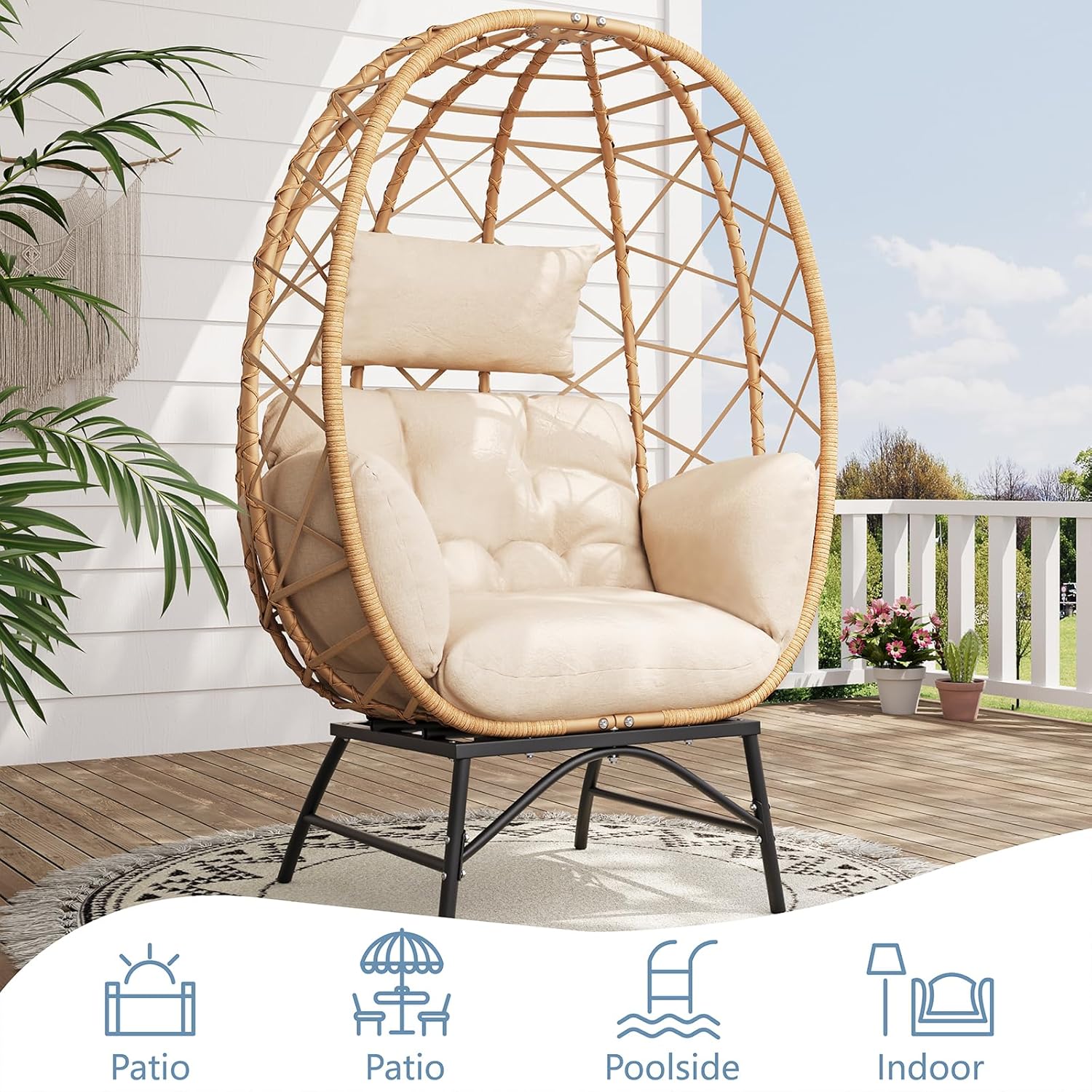 Wicker Egg Chair Outdoor, Over - Outdoor Furniture No Cushions reseña y precio