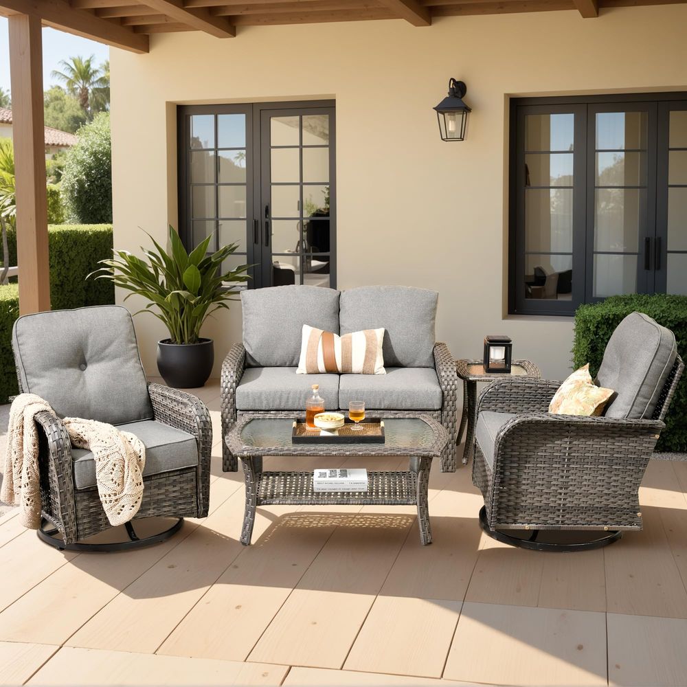 Patio Furniture Set with Swive - Outdoor Furniture Loveseat reseña y precio
