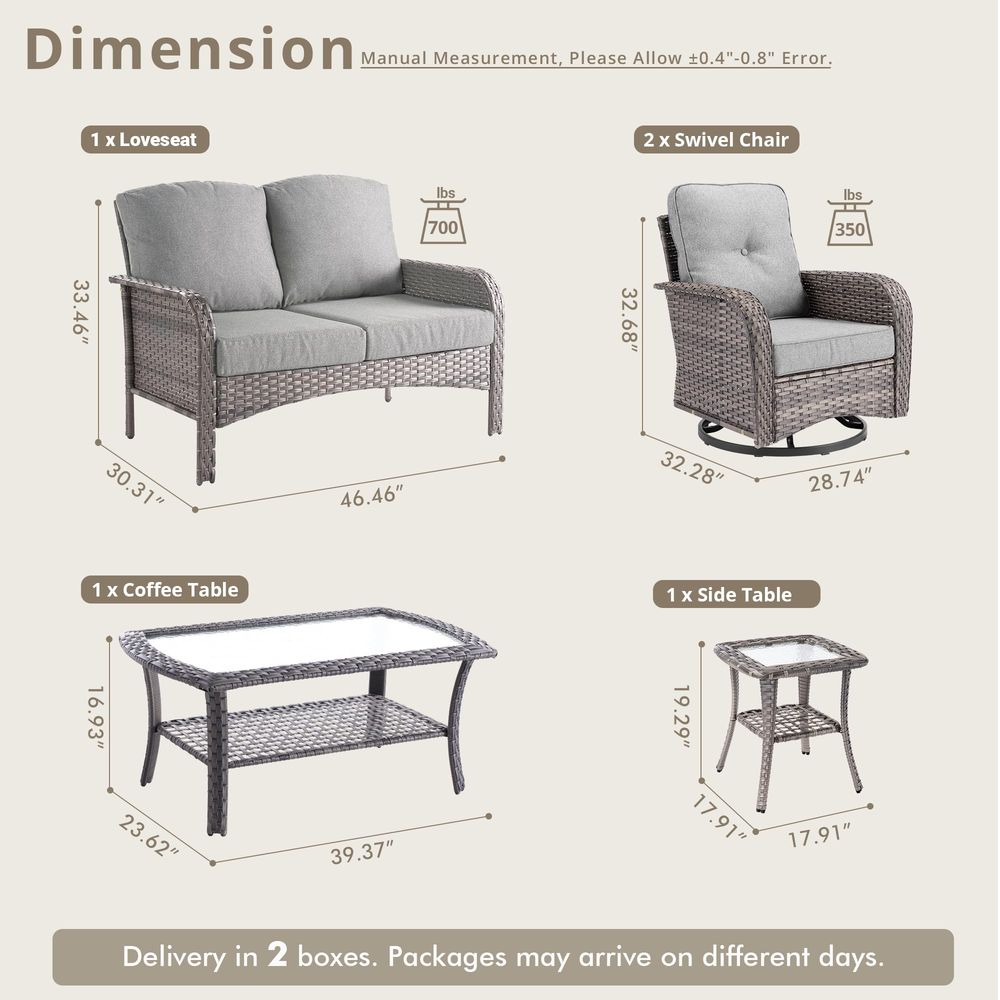 Patio Furniture Set with Swive - Outdoor Furniture Loveseat reseña y precio