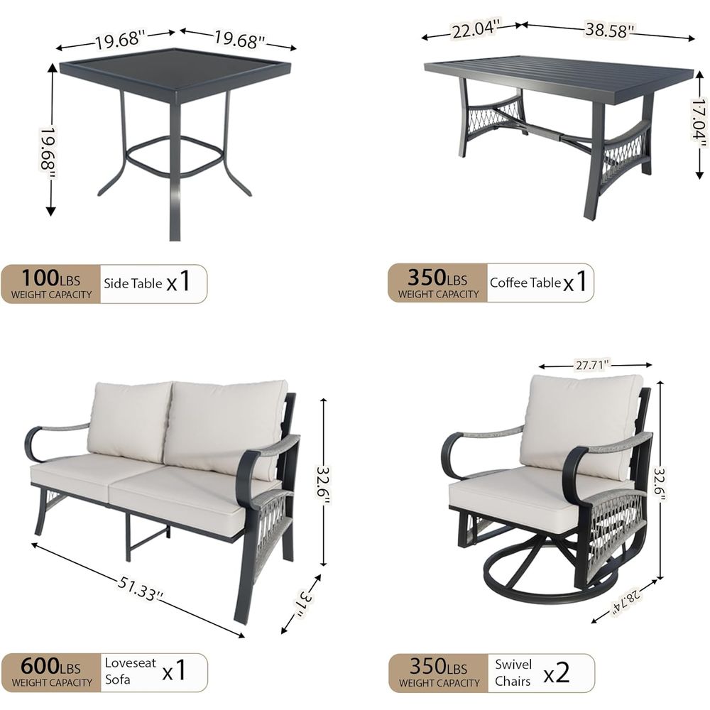 Outdoor Patio Furniture Set: 5 - Outdoor Furniture Loveseat reseña y precio