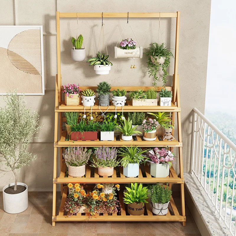 Solid Wood Flower Shelf Plant  - Outdoor Furniture Designer reseña y precio