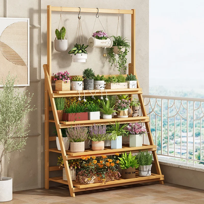 Solid Wood Flower Shelf Plant  - Outdoor Furniture Designer reseña y precio