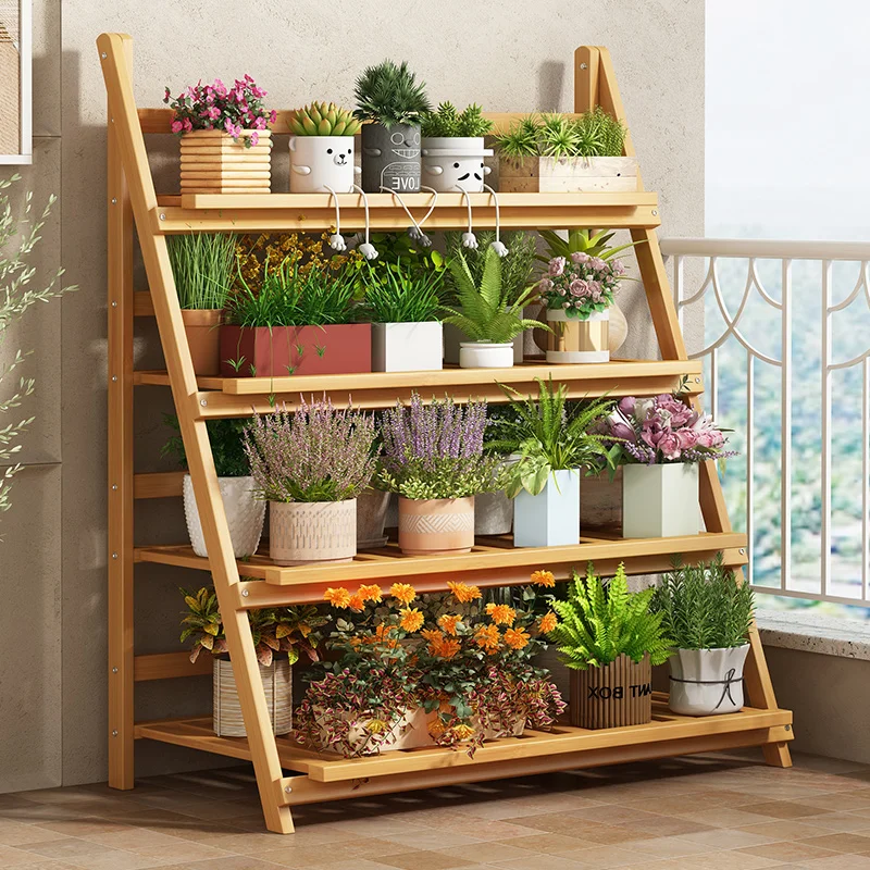 Solid Wood Flower Shelf Plant  - Outdoor Furniture Designer reseña y precio